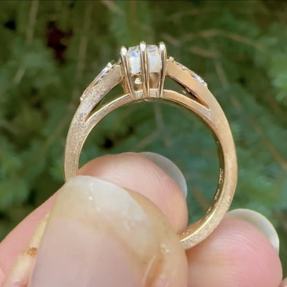 Three Stone Criss Lab Grown Engagement Ring  Wedding Antique Diamond Anniversary Ring