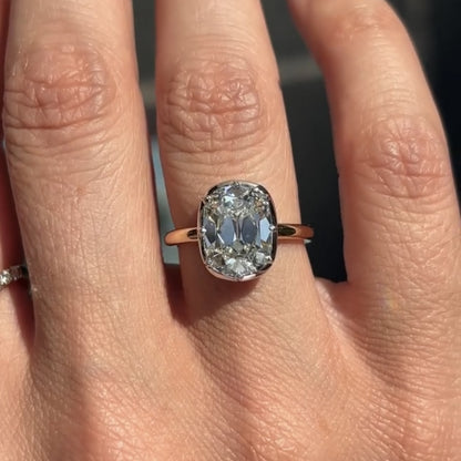 Bezel Set Old Mine Elongated Cushion Moissanite Engagement Ring Antique Diamond Vintage Wedding Ring Unique Anniversary Ring