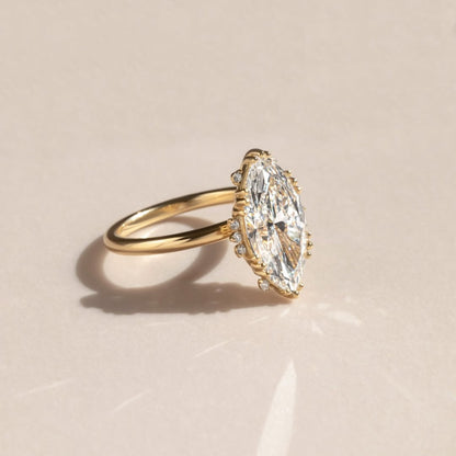 Marquise Cut Moissanite Engagement Ring Cluster Solid Gold Wedding Rings For Women Anniversary Gift For Her Promise Ring