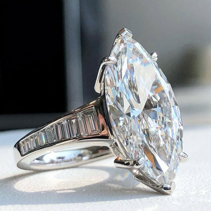 4.00 CT Marquise Moissanite Engagement Ring Cannel Set Baguette Wedding Ring