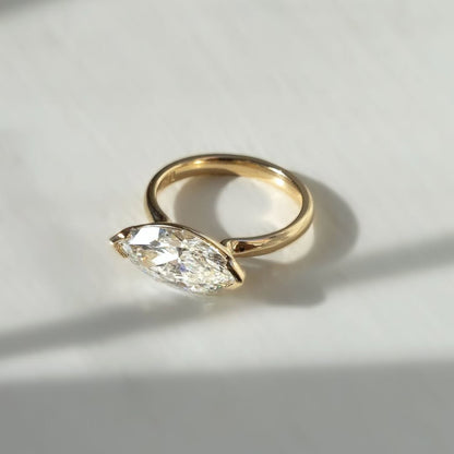 Marquise East West Lab Grown Engagement Ring V Prong Wedding Ring