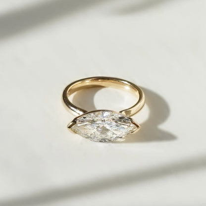 Marquise East West Lab Grown Engagement Ring V Prong Wedding Ring
