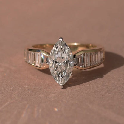 Marquise Lab Grown Engagement Ring Channel Set Wedding Ring