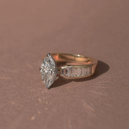 Marquise Lab Grown Engagement Ring Channel Set Wedding Ring