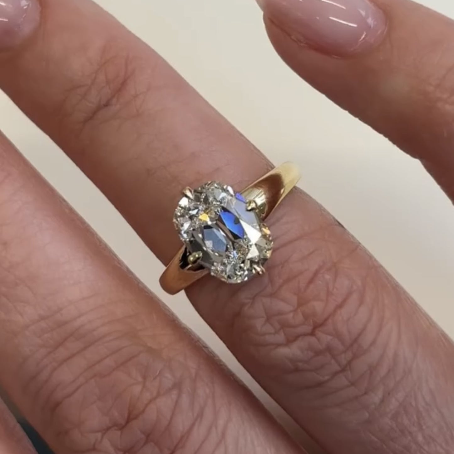 old mine  elongated cushion antique moissanite engagement ring unique  gold wedding ring