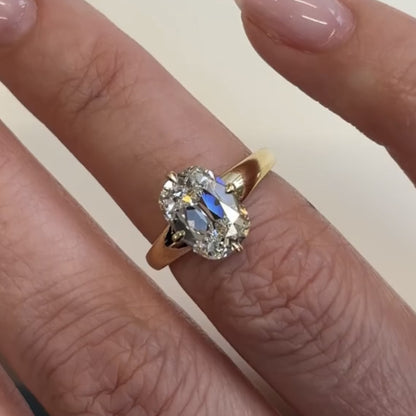 Old Mine  Elongated Cushion Antique Moissanite Engagement Ring Unique  Gold Wedding Ring