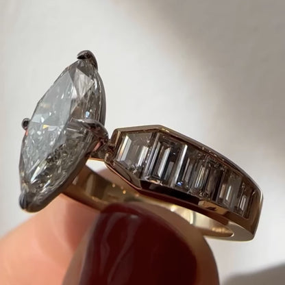 Marquise Lab Grown Engagement Ring Channel Set Wedding Ring