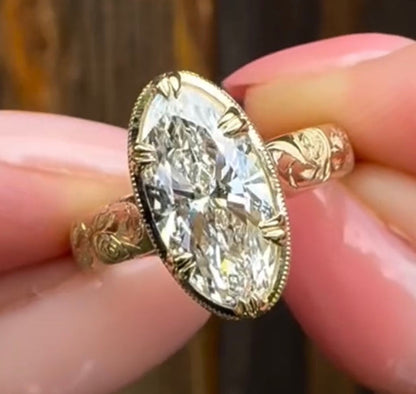 Antique Oval Moissanite Art Deco Engagement Ring Gold Vintage Wedding Anniversary Ring
