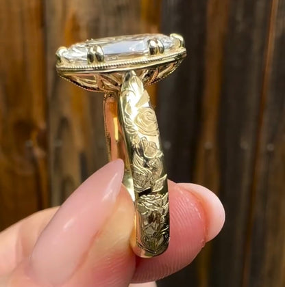 Antique Oval Moissanite Art Deco Engagement Ring Gold Vintage Wedding Anniversary Ring