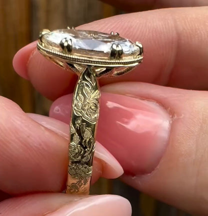 Antique Oval Moissanite Art Deco Engagement Ring Gold Vintage Wedding Anniversary Ring