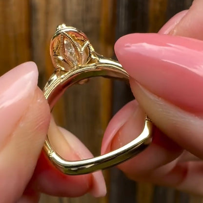 Antique Oval Moissanite Art Deco Engagement Ring Gold Vintage Wedding Anniversary Ring