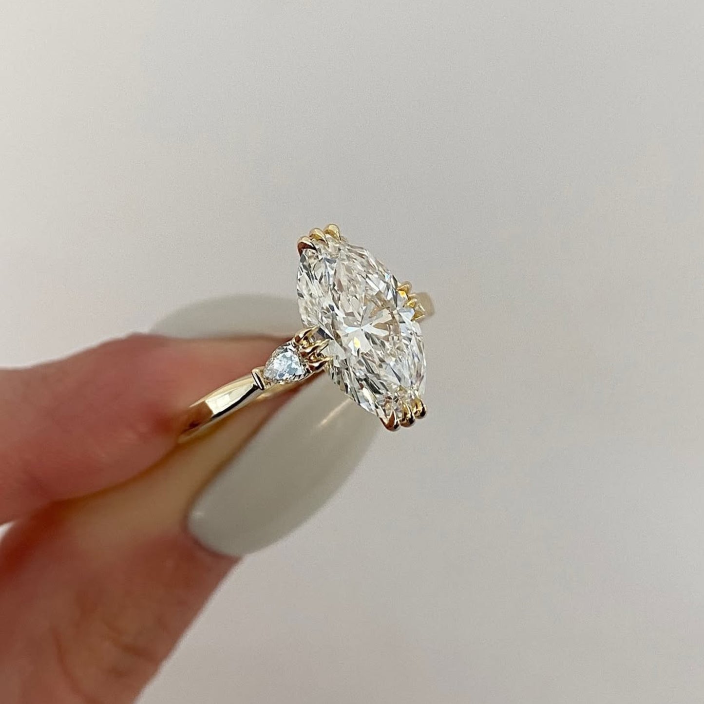 three stone oval lab grown engagement ring three claw prong wedding ring