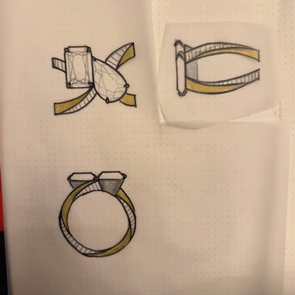 6.48 TCW Toi Et Moi Lab Grown Diamond Engagement Ring Radiant Pear Cut Baguette Band White Gold Wedding Ring