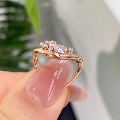 0.48 TCW Curve Bezel Set Round And Oval And Marquise Moissanite Wedding Band Minimalist  Gold Stackable Band Anniversary Matching Band