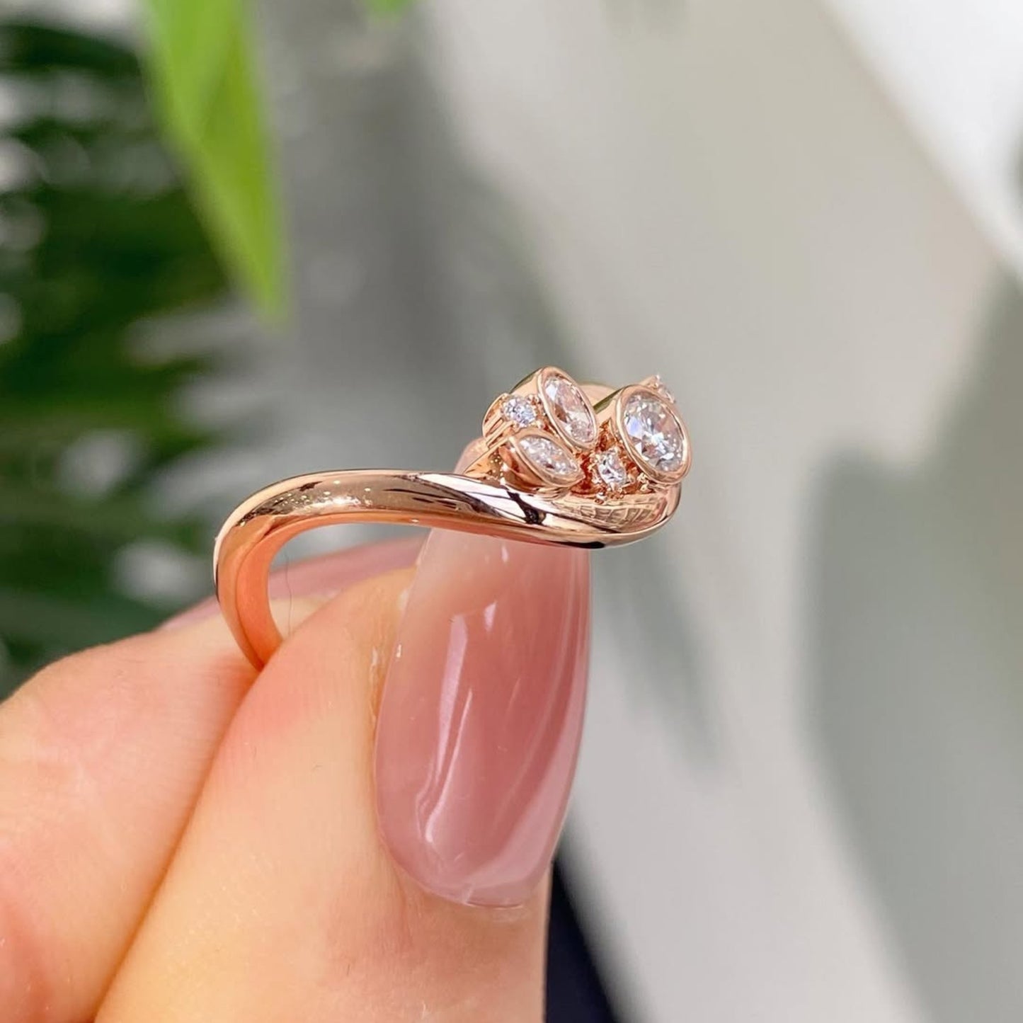 0.48 tcw curve bezel set round and oval and marquise lab grown wedding band minimalist  gold stackable band anniversary matching band