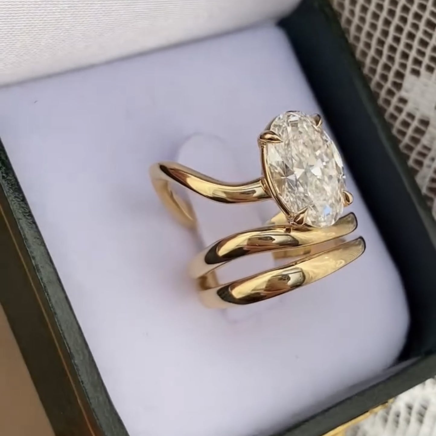 oval moissanite engagement ring snak band antique wedding ring