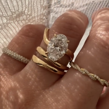 Oval Moissanite Engagement Ring Snak Band Antique Wedding Ring