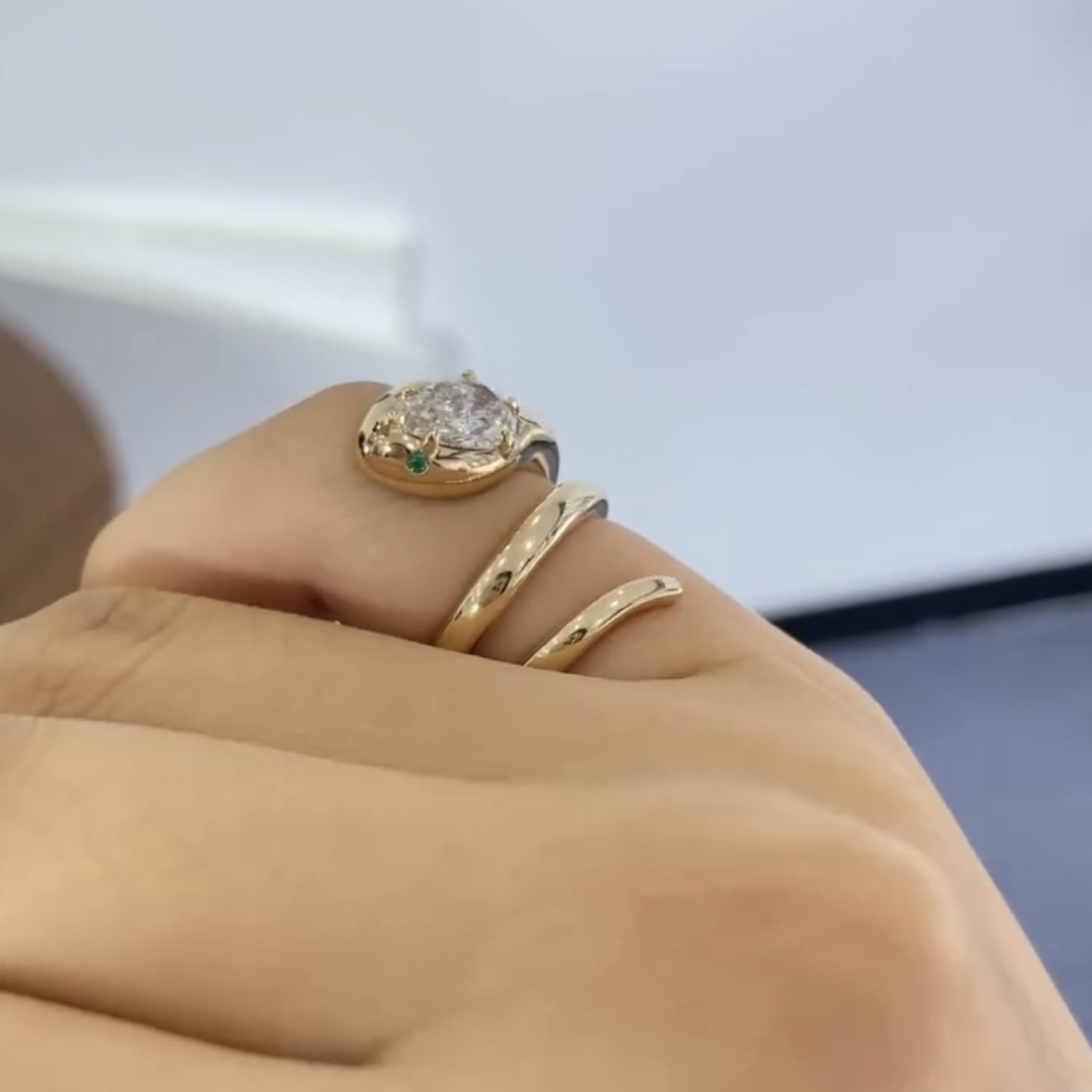 snake pear cut moissanite engagement ring spiral snake ring, wrap around ring, serpent viper open ring, animal wrap ring