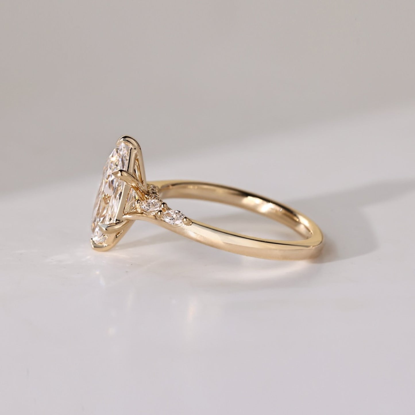 dutch marquise lab grown ring solid gold wedding ring