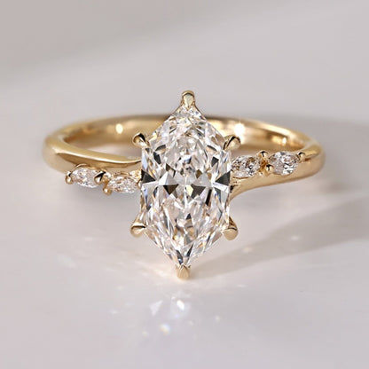 Dutch Marquise Lab Grown Ring Solid Gold Wedding Ring