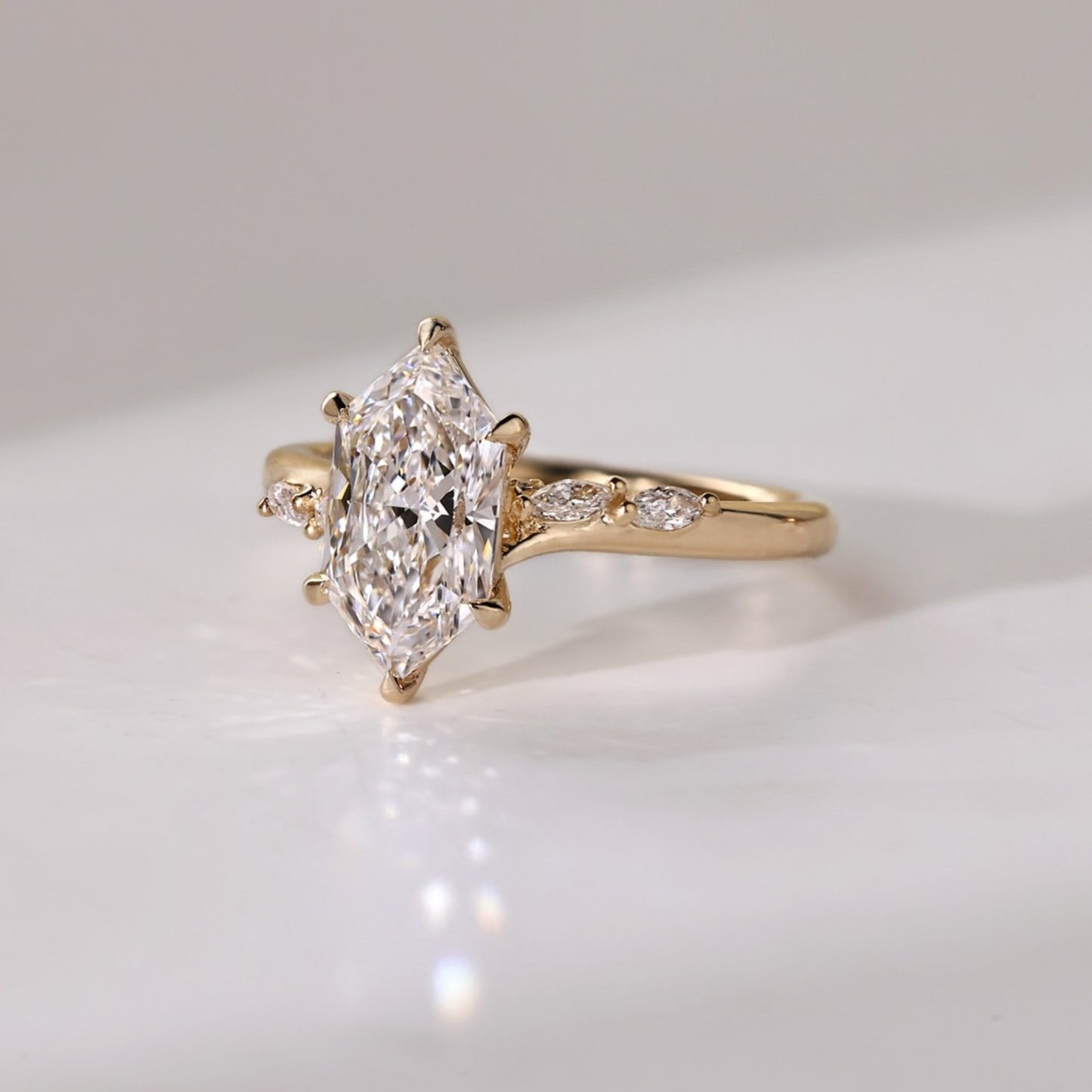 dutch marquise lab grown ring solid gold wedding ring