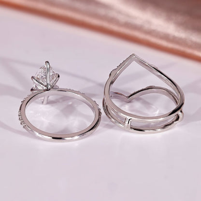 Marquise Cut Lab Grown Bridal Engagement Ring Set Unique Jewelry