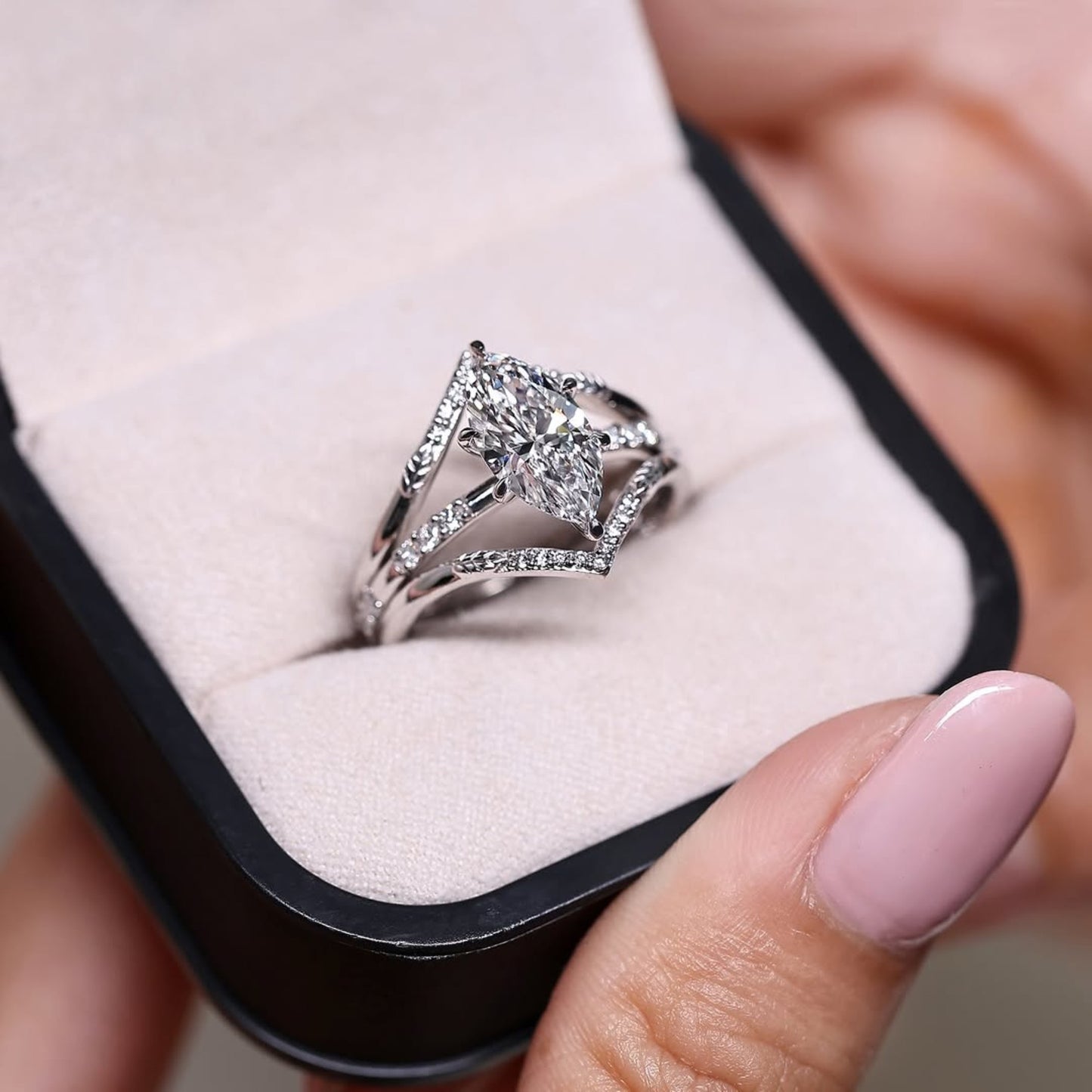 marquise cut lab grown bridal engagement ring set unique jewelry