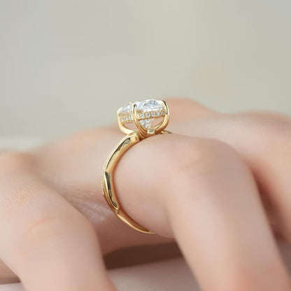 Oval Cut Moissanite Diamond Engagement Ring Gold Vintage Inspired Ring
