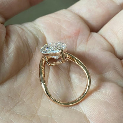 Marquise Cut Lab Grown Engagement Ring Curve Band Gold Wedding Ring