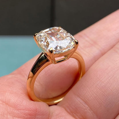 Old Mine Elongated Cushion Moissanite Engagement Ring Gold Solitaire Wedding Ring