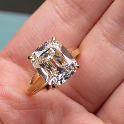 Old Mine Elongated Cushion Moissanite Engagement Ring Gold Solitaire Wedding Ring