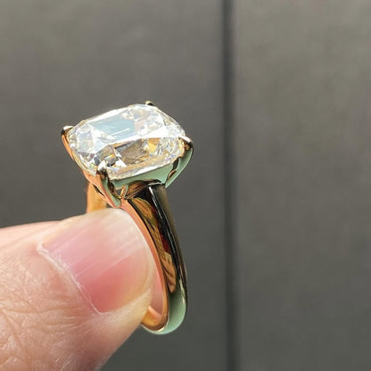 Old Mine Elongated Cushion Moissanite Engagement Ring Gold Solitaire Wedding Ring