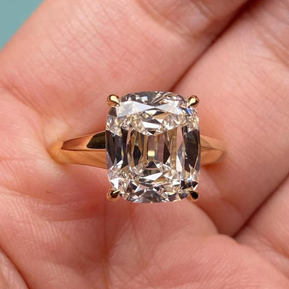 Old Mine Elongated Cushion Moissanite Engagement Ring Gold Solitaire Wedding Ring