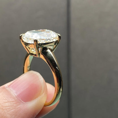 Old Mine Elongated Cushion Moissanite Engagement Ring Gold Solitaire Wedding Ring