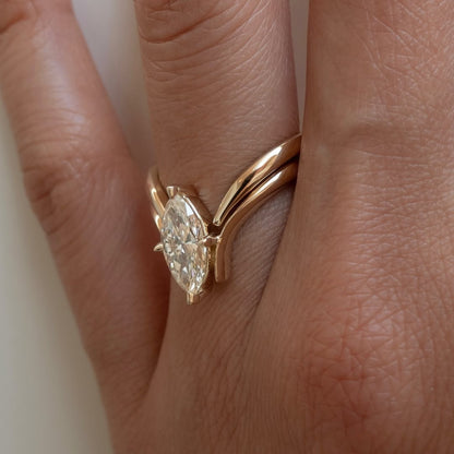 2.00 CT Marquise Cut Moissanite Engagement Ring Set Curve Band Wedding Bridal Set