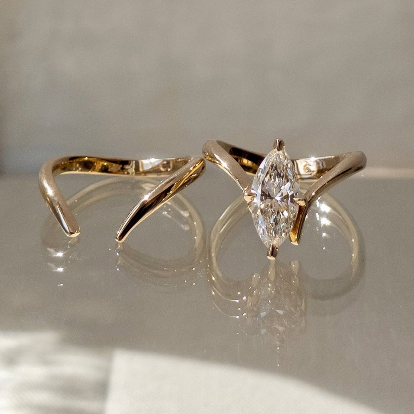 2.00 ct marquise cut moissanite engagement ring set curve band wedding bridal set