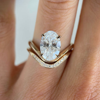 3.00 CT Oval Cut Moissanite  Engagement Bridal Set Curve Band Wedding Ring Set