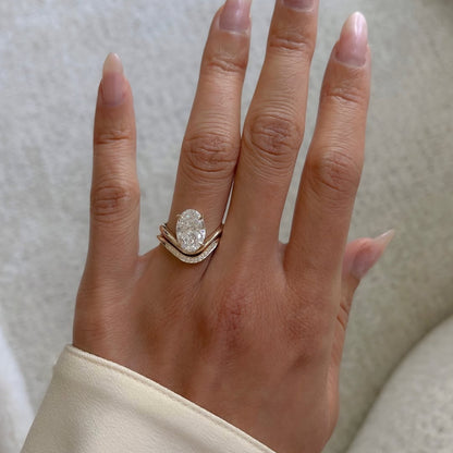 3.00 CT Oval Cut Moissanite  Engagement Bridal Set Curve Band Wedding Ring Set