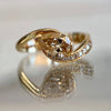 1.50 CT Light Brown Pear Moissanite Engagement Ring V Prong East West Wedding Ring