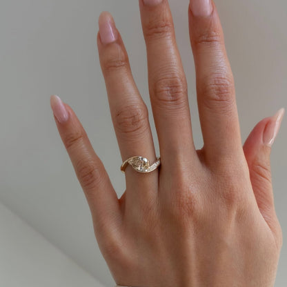 Light Brown Pear Lab Grown Engagement Ring V Prong East West Wedding Ring