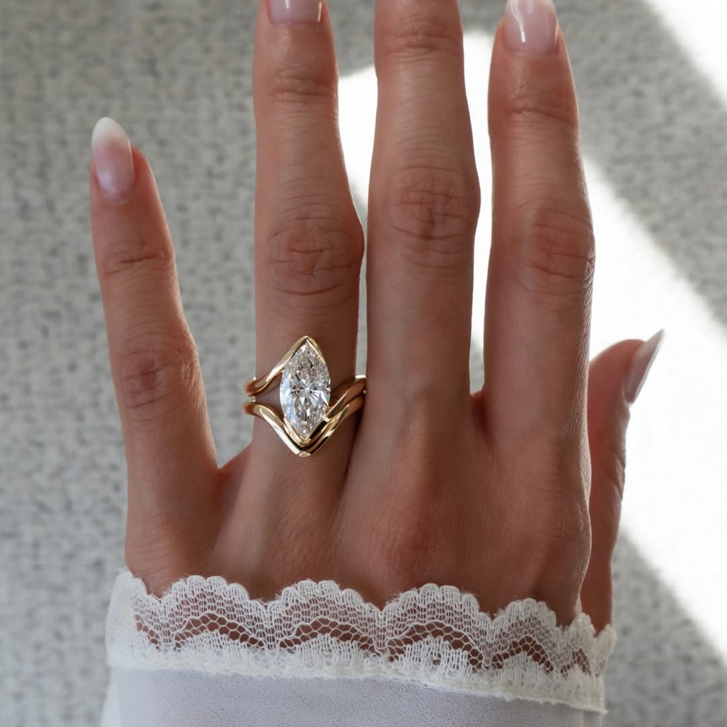 marquise lab grown engagement ring set unique style wedding bridal set