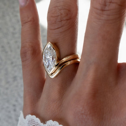 Marquise Lab Grown Engagement Ring Set Unique Style Wedding Bridal Set