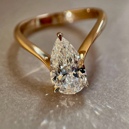 3.00 CT Pear Cut Moissanite Engagement Ring Solitaire Antique Wedding Ring