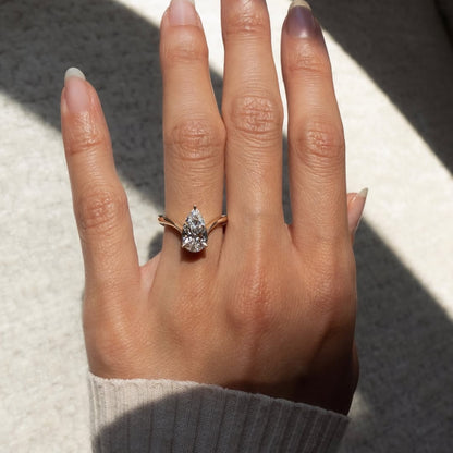 Pear Cut Lab Grown Engagement Ring Solitaire Antique Wedding Ring