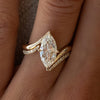 Marquise Lab Grown Engagement Ring Set Solid Gold Wedding Bridal Set