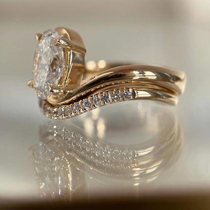 Oval Moissanite Engagement Bridal Set Matching Band Wedding Ring Set