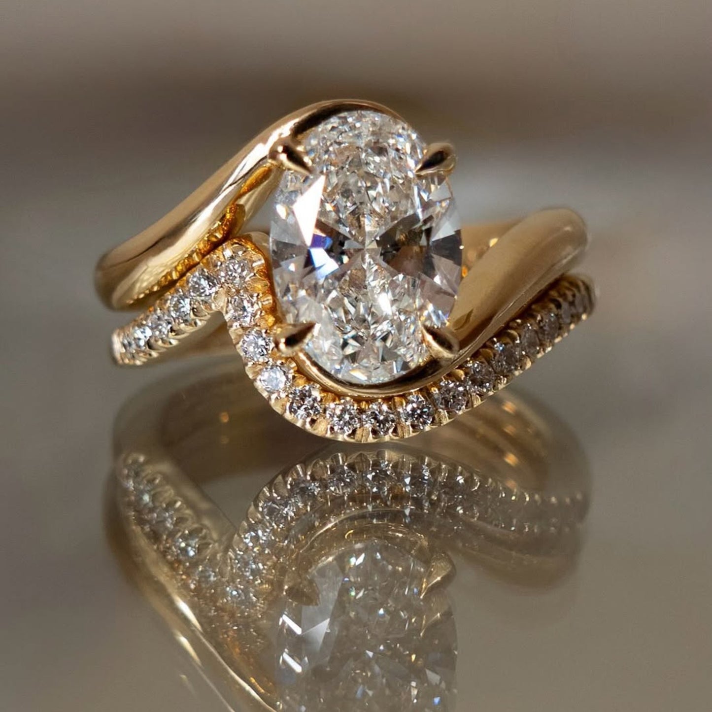 oval moissanite engagement bridal set matching band wedding ring set