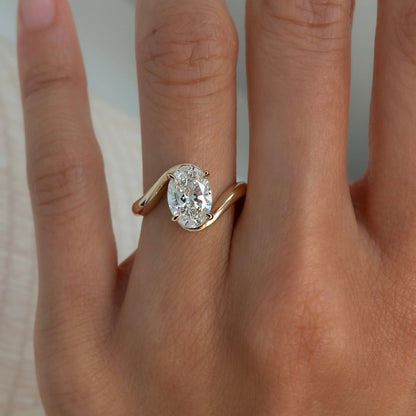 3.00 CT Oval Cut Moissanite Engagement Ring Bypass Solitaire Wedding Ring