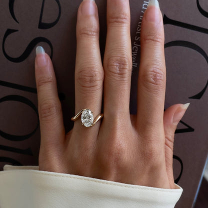 3.00 CT Oval Cut Moissanite Engagement Ring Bypass Solitaire Wedding Ring