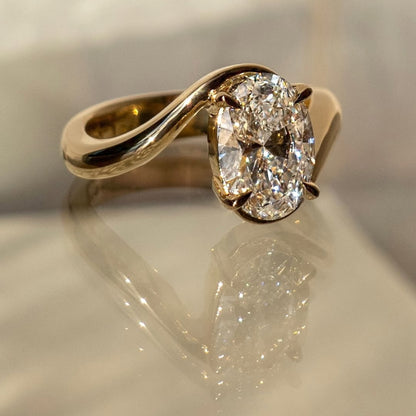 3.00 CT Oval Cut Moissanite Engagement Ring Bypass Solitaire Wedding Ring